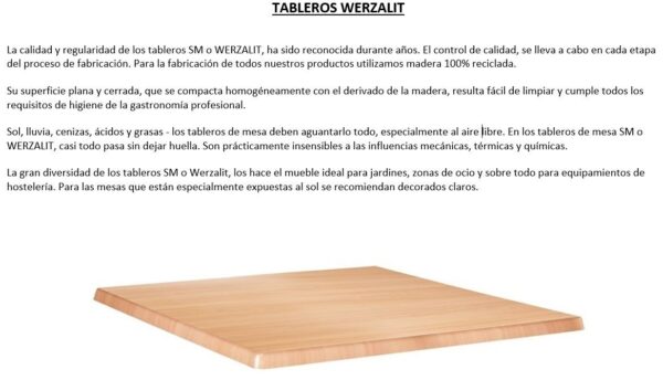 Mesa TURKU en aluminio y tablero de werzalit para terraza hostelería